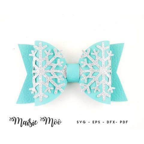 Christmas Bow SVG, Frozen Snowflake Bow Template,
