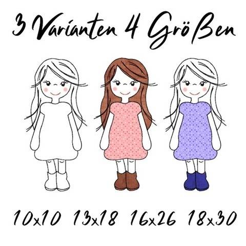 Stickdatei Girl Applikation vier Größen, drei Varianten