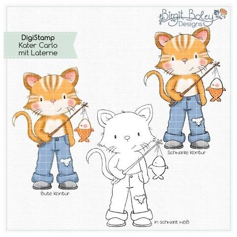 Birgit Boley Designs • DigiStamp Kater Carlo mit Laterne