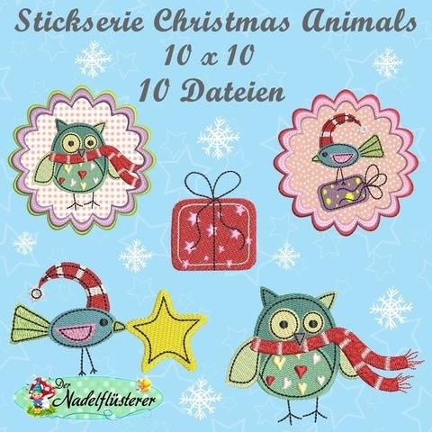 Digitale Stickserie Christmas Animals 10x10