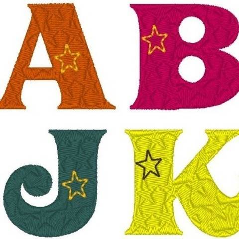 Stickdatei Buchstaben Stern - Alphabet 3 und 5cm