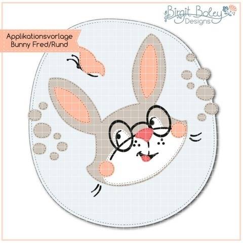 Birgit Boley Designs • Applikationsvorlage Bunny Fred Rund