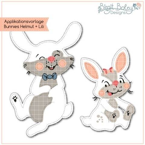 Birgit Boley Designs •Applikationsv. Bunnies Helmut Lili