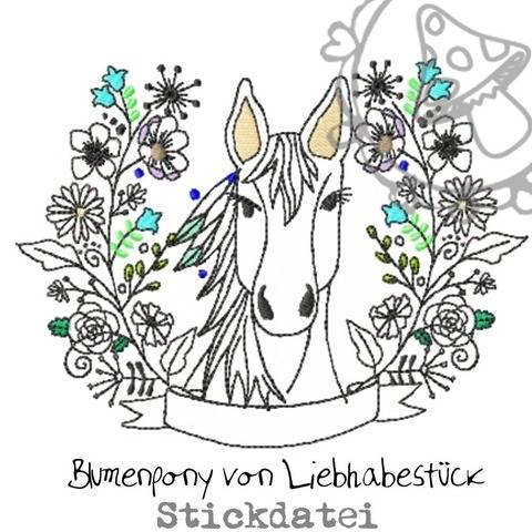 Stickdatei Blumenpony