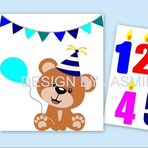 Plotterdatei SVG Teddy Bär Geburtstag