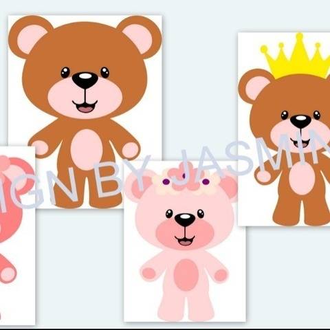 Plotterdatei SVG Teddy Bär Geburtstag Blume Krone Set1