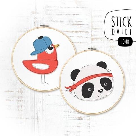 KLEINER ENTDECKER DOODLE Stickdatei 10x10