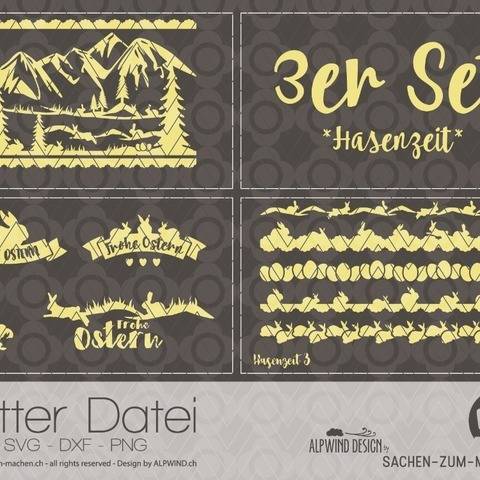 Plotter-Datei "Hasenzeit" (3er-Set)