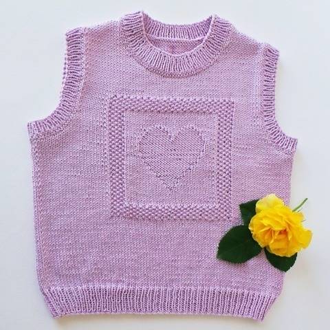 Débardeur enfant motif coeur - Tutoriel tricot