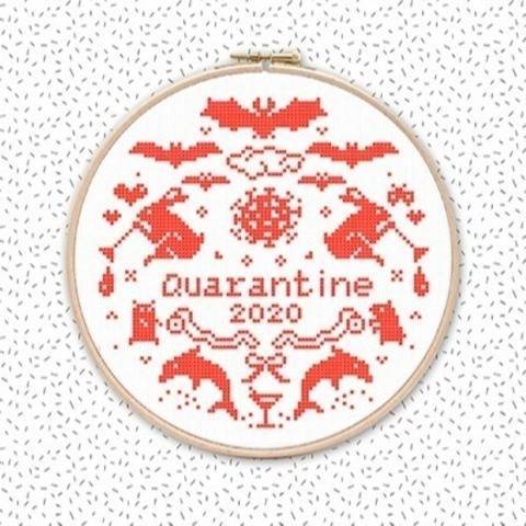 QUARANTÄNE 2020 Corona Kreuzstich Stickmuster Stickvorlage