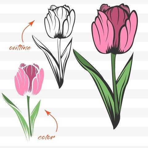 Tulpe - Plotterdatei für 2 Schichten