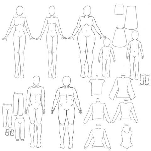 Silhouettes dessin de mode (homme, femme, enfant) le pack