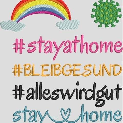 Stickdatei stay at home - Bleib Gesund Virus 603