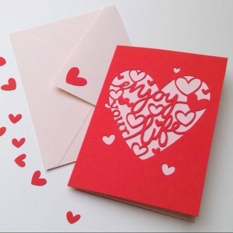 Faltkarte Enjoy mit Kuvert A6 SVG DXF Plotterdatei