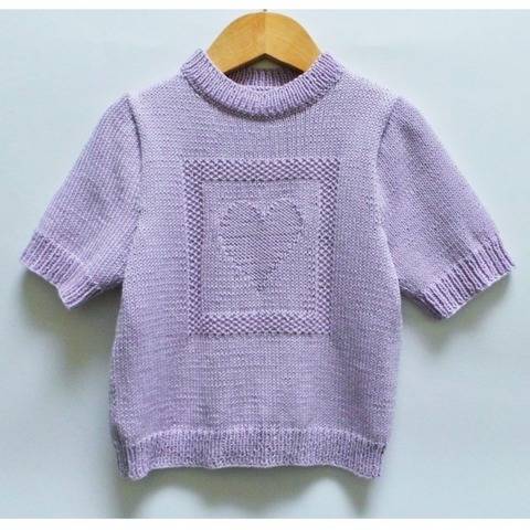 Pull enfant manches courtes coeur - Tutoriel tricot