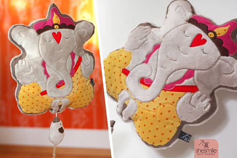 Kuschelkissen und Spieluhr "Ganesha" (Nähanleitung, Schnittmuster und Plotterdatei)