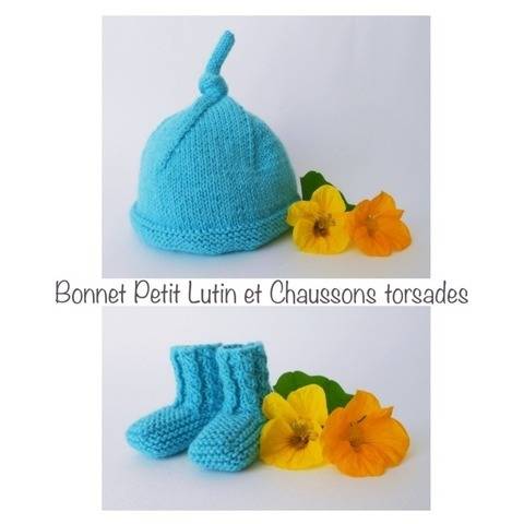 Bonnet Petit Lutin et Chaussons torsades - Tutoriel tricot