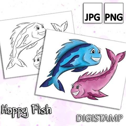 Happy Fish - DigiStamp