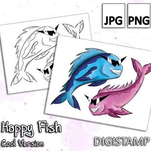 Happy Fish - Cool Version - DigiStamp