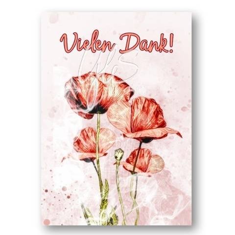 Dankeskarte zum Ausdrucken, Klatschmohn