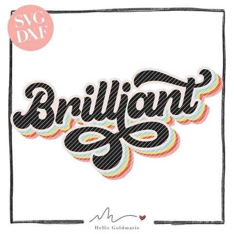 Retro Plotterdatei “Brilliant” mit 3D-Effekt | SVG u. DXF