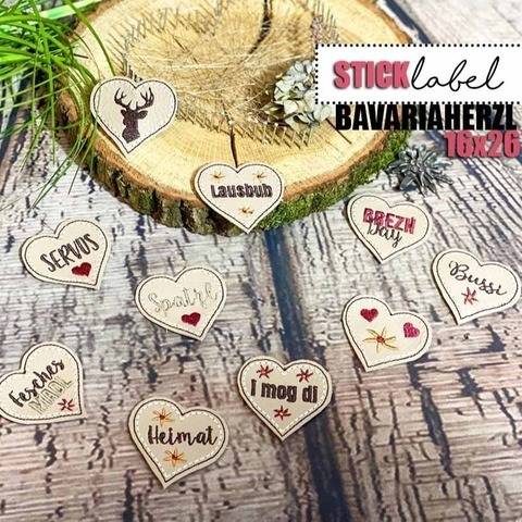 Stickdatei #Label BavariaHerzl 16x26 Rahmen