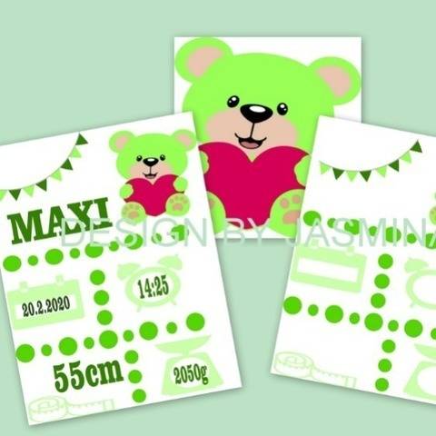 Plotterdatei Geburt Teddy Punkte Template SVG