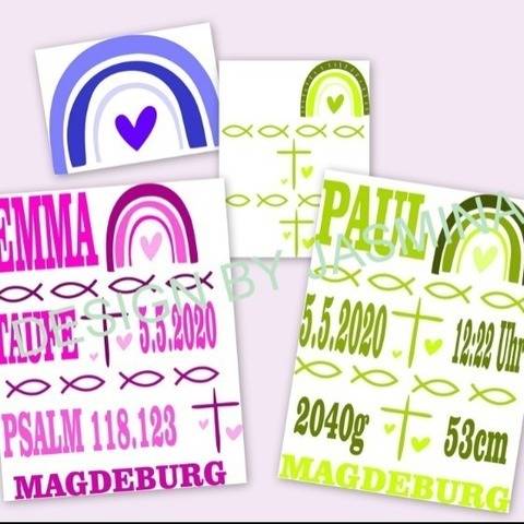 Plotterdatei Geburt Taufe Regenbogen Kirche Template SVG