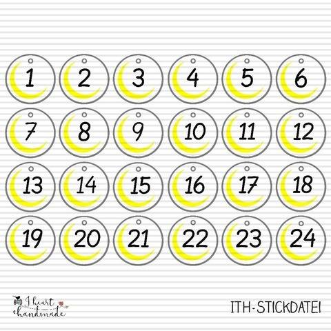 ITH-Stickdatei Anhänger für den Adventskalender (Mond)