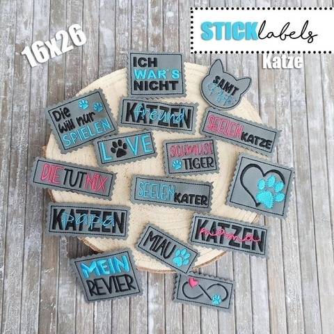 Stickdatei #Label Katze16x26 Rahmen