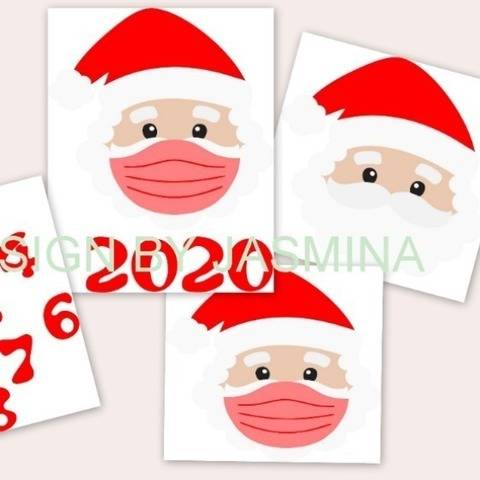 Plotterdatei Weihnachtsmann mit Maske und Zahlen SVG