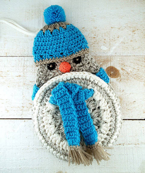 Häkelanleitung Winterspatz, Geschenktasche/Utensilo