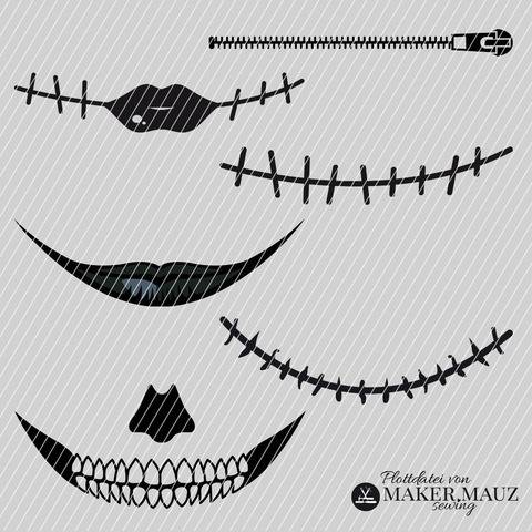Plotterdatei Halloween Mund Maske (DXF, SVG, PNG, JPG)