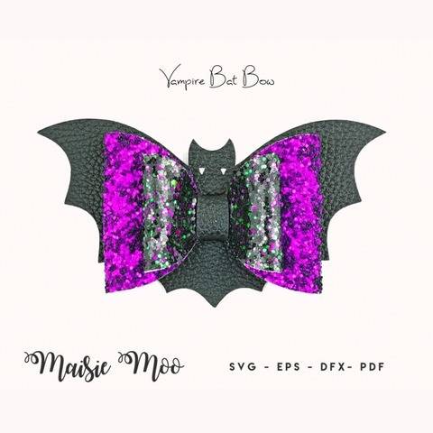 Vampire Bat Hair Bow SVG | Halloween Bow Template