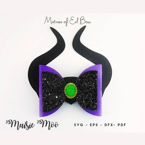 Halloween Bow SVG, Mistress of Evil Bow Template SVG