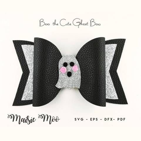 Ghost Bow, Halloween Bow Template SVG