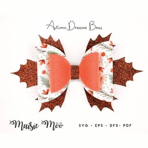 Fall Bow SVG, Harvest Bow Template, Leaf Autumn Hair Bow