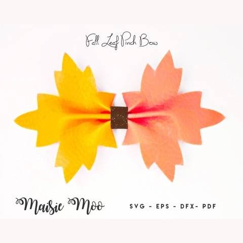 Fall Leaf Pinch Bow SVG, Halloween Leaf Template SVG