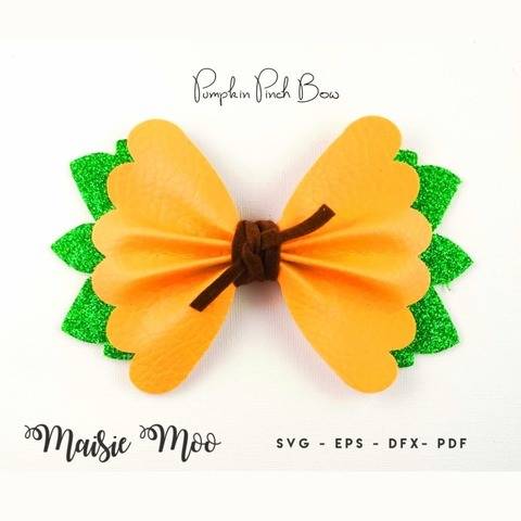 Scalloped Pinch Bow SVG, Pumpkin Halloween Bow Template