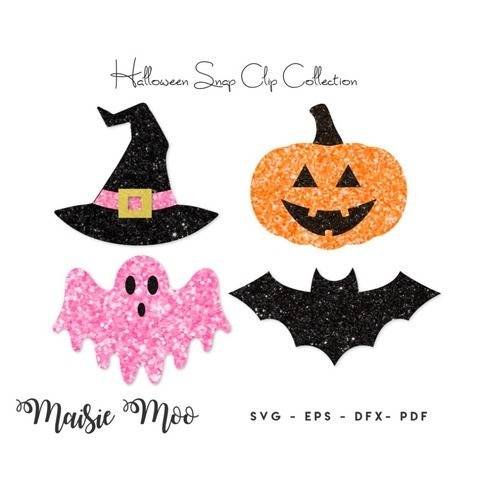 Halloween Snap Clip SVG, Bat Pumpkin Witch Ghost Snapclip