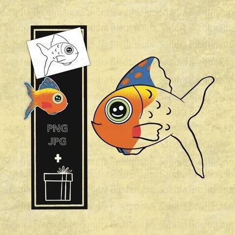 Fisch digi Stamp digitaler Stempel + Überraschung