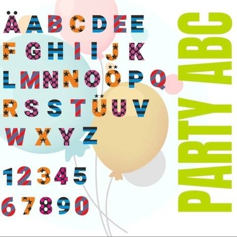 PARTY ABC mit A bis Z und 1 - 10 GEMISCHTE Buchstaben