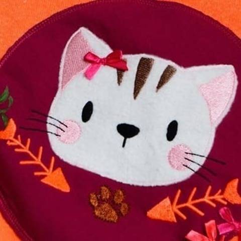 Stickdatei Kater mit Fischgräten Doodle Set