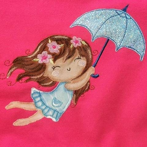 Stickdatei Mädchen fliegt mit Regenschirm -Näh-Mariechen
