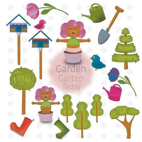 Teddy Bär Garten Sticker Clipart printable