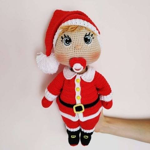 Doll crochet pattern in Santa outfit