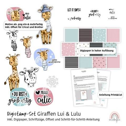 Digistamp Giraffen Lui & Lulu – inkl. Digipaper + Anleitung