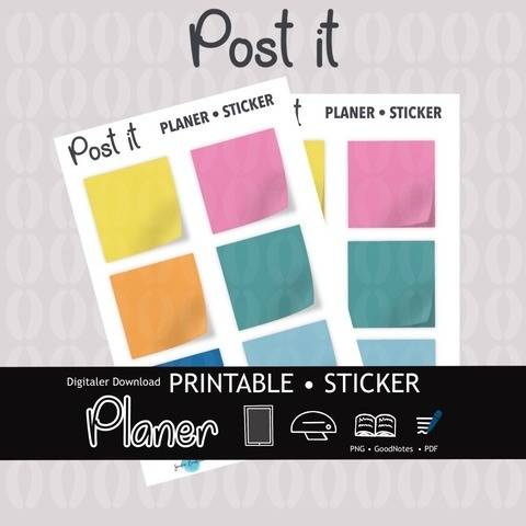 Post it Zettel Sticker PNG, GoodNotes, PDF