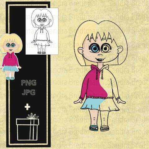 Mädchen mit Rock digi Stamp digitaler Stempel + Überraschung