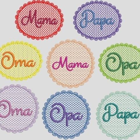 Stickdatei Embossed Mama Papa Muttertag Lace 619b